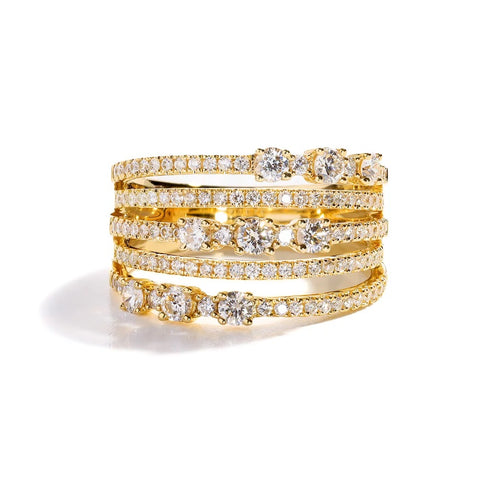 5 Row Split Shank Diamond Ring - 1